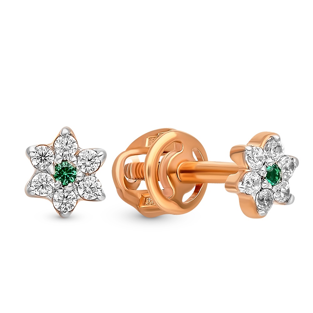 

Серьги из красного золота с фианитом 585Gold 302006215, 302006215