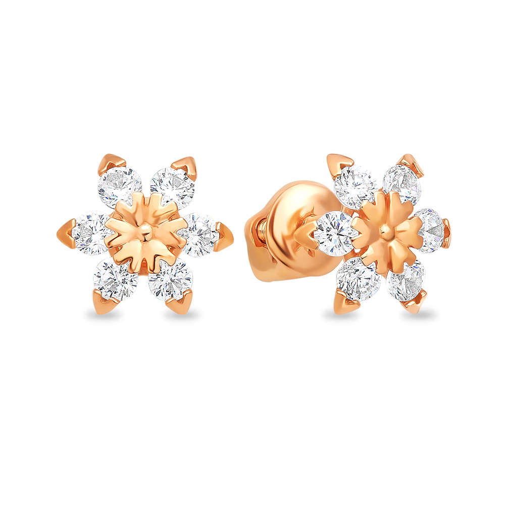 

Серьги пусеты из красного золота 585Gold 302005567, фианит, 302005567