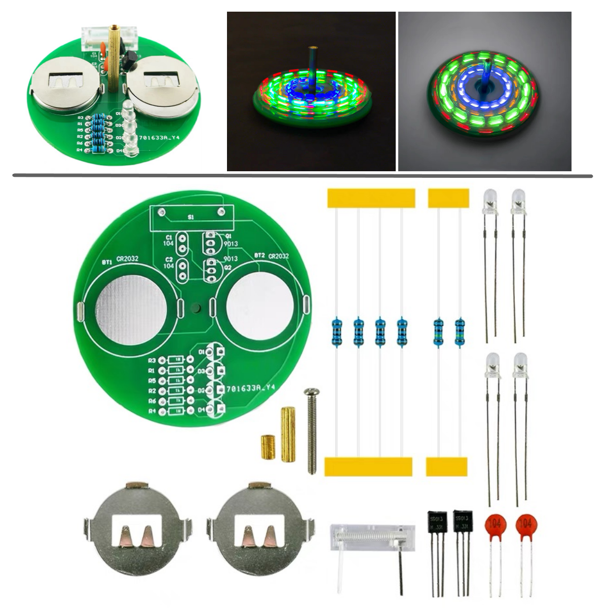 Конструктор ULIKE для пайки Электронная светодиодная юла, волчок GXED0171-001, 21 дет