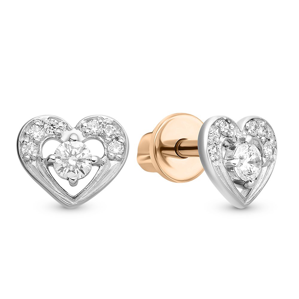 

Серьги пусеты из красного золота 585Gold 302005579, фианит, 302005579
