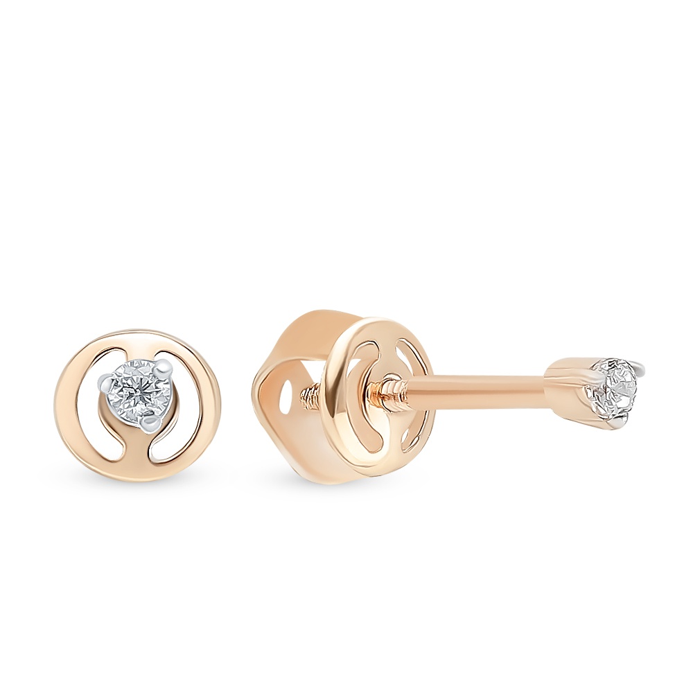

Серьги пусеты из красного золота 585Gold 302000191, фианит, 302000191