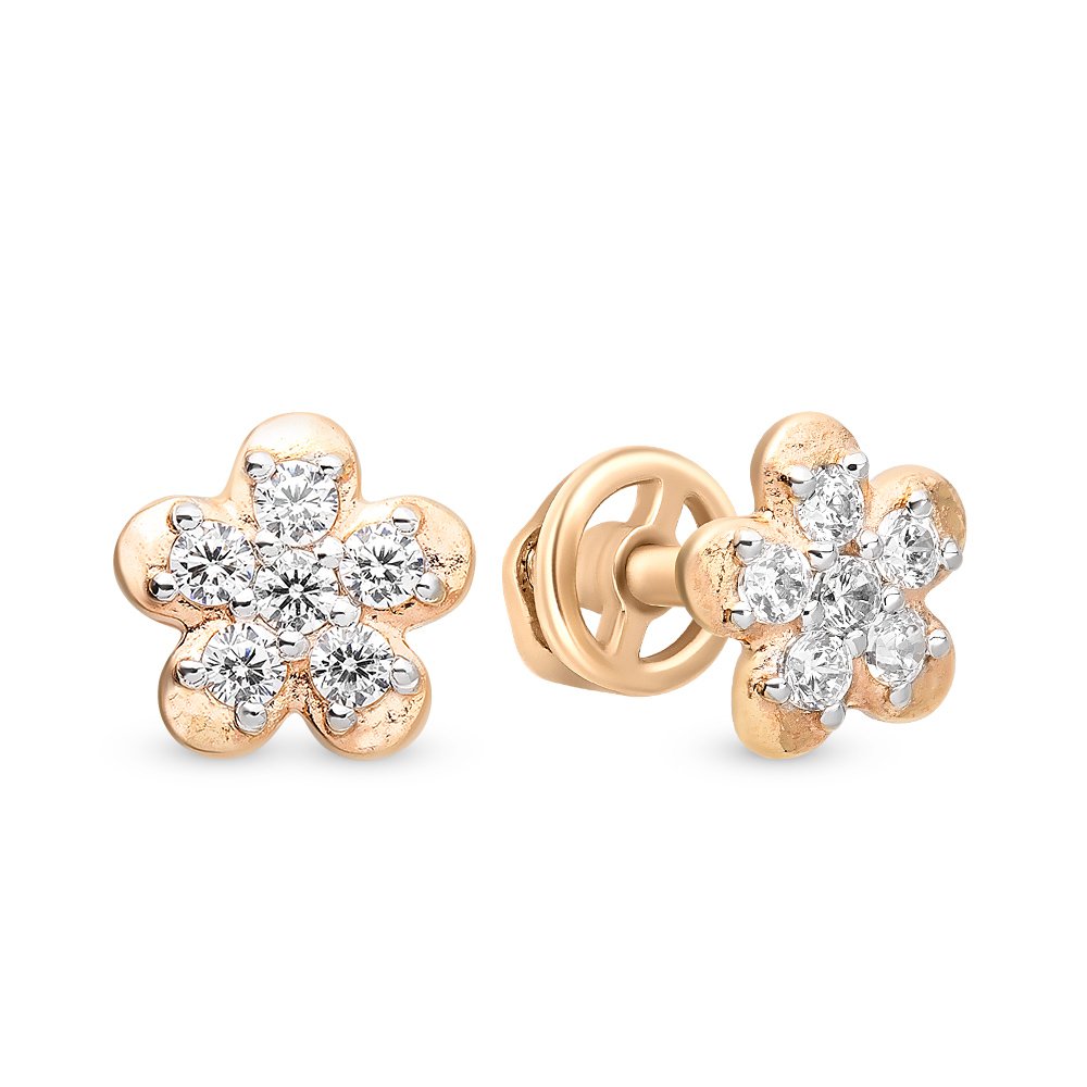 

Серьги пусеты из красного золота 585Gold 302005641, фианит, 302005641