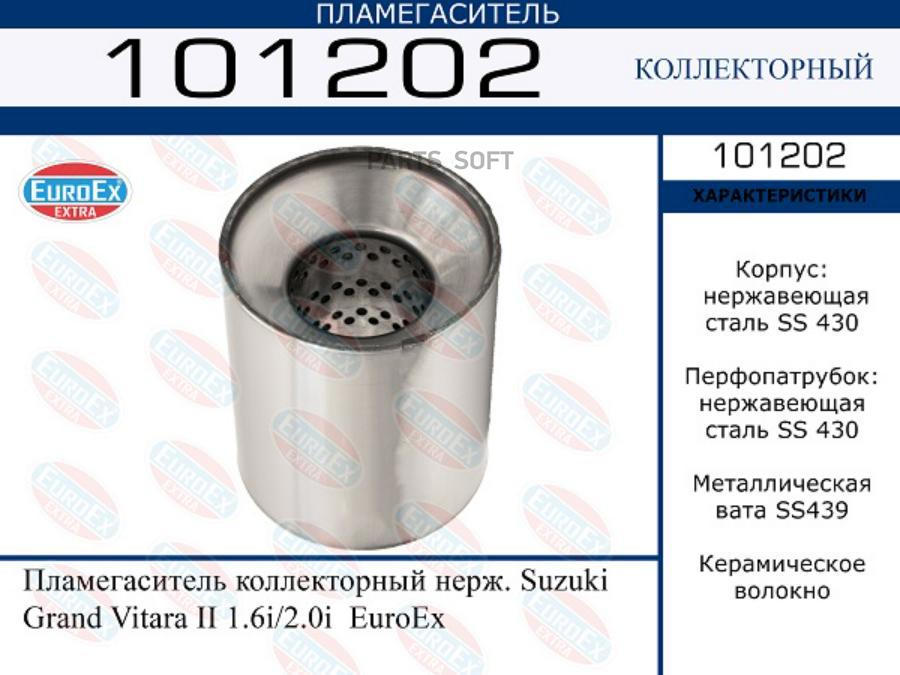 

Пламегаситель коллекторный нерж. Suzuki Grand Vitara II 1.6i/2.0i EuroEx