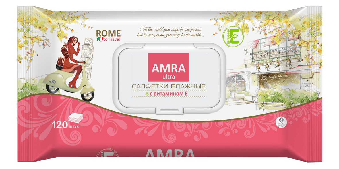 Влажные салфетки AMRA освежающие ROME 120 шт