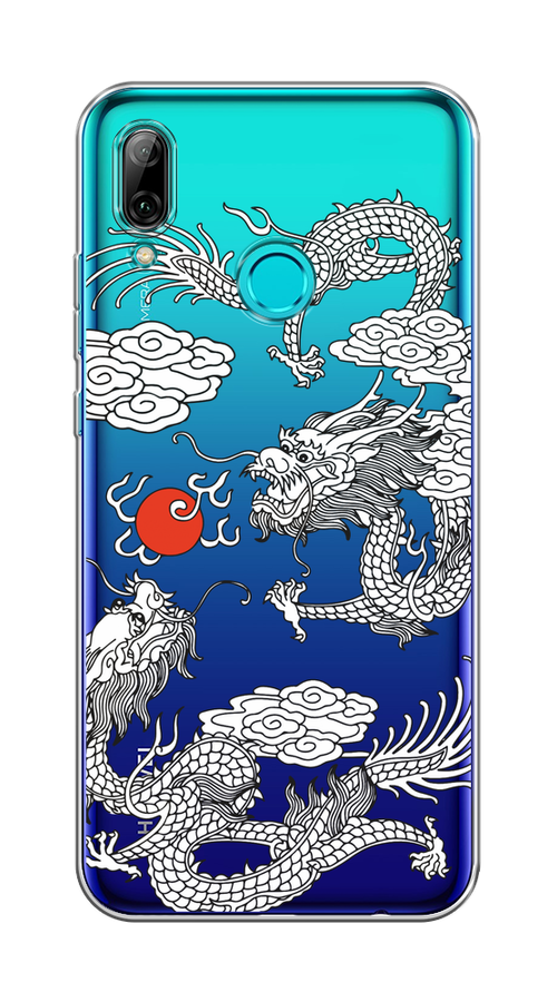 

Чехол на Honor 10 Lite, Huawei P Smart 2019 "Драконы с ножом", Прозрачный;черный;белый, 67550-1