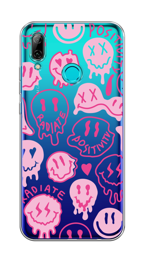 

Чехол на Honor 10 Lite, Huawei P Smart 2019 "Галлюциногенные смайлики", Прозрачный;розовый, 67550-1