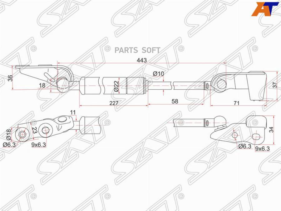 

SAT ST-68950-44070 Амортизатор крышки багажника TOYOTA IPSUM ##M2# 01-09 RH 1шт