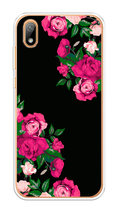 

Чехол на Huawei Y5 2019, Honor 8S/8S Prime "Розы фуксия", Черный;розовый;зеленый, 69150-1