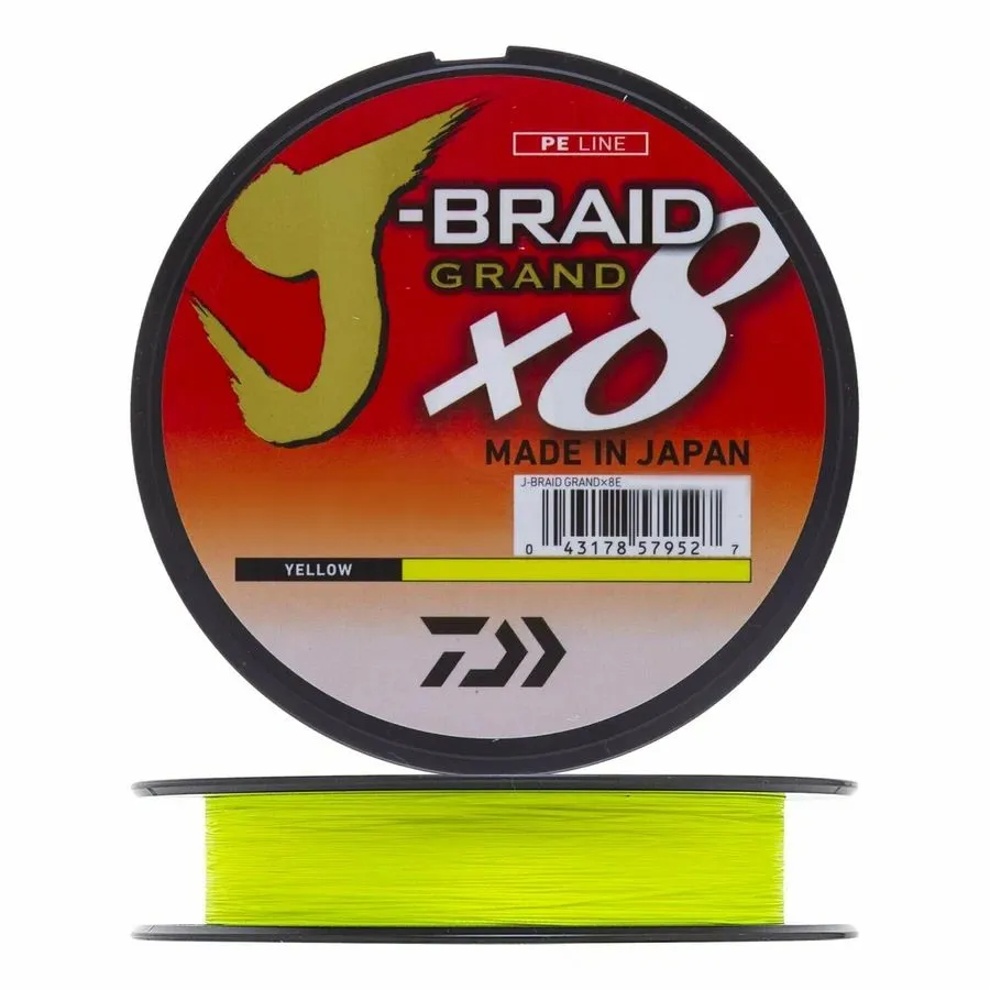 

Плетеный шнур Daiwa J-Braid Grandx8, 0.06 мм, 5.0 кг, 135 м, желтый