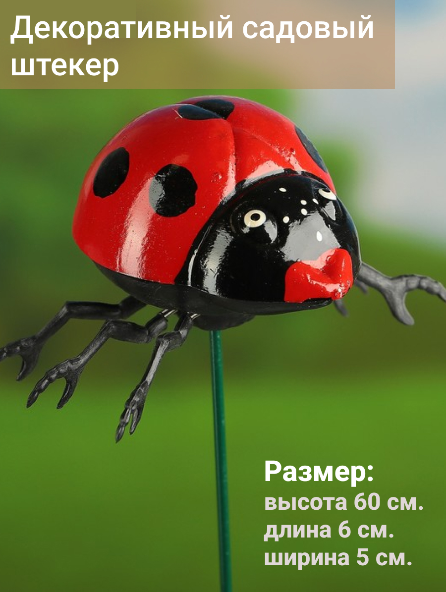 

Штекер садовый божья коровка NoBrand БК/60 БК/60/1, Красный, БК/60