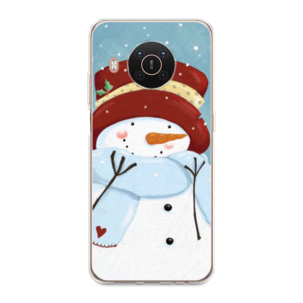 

Чехол на Nokia X20/X10 "Застенчивый снеговик", Голубой;белый;красный, 124250-5