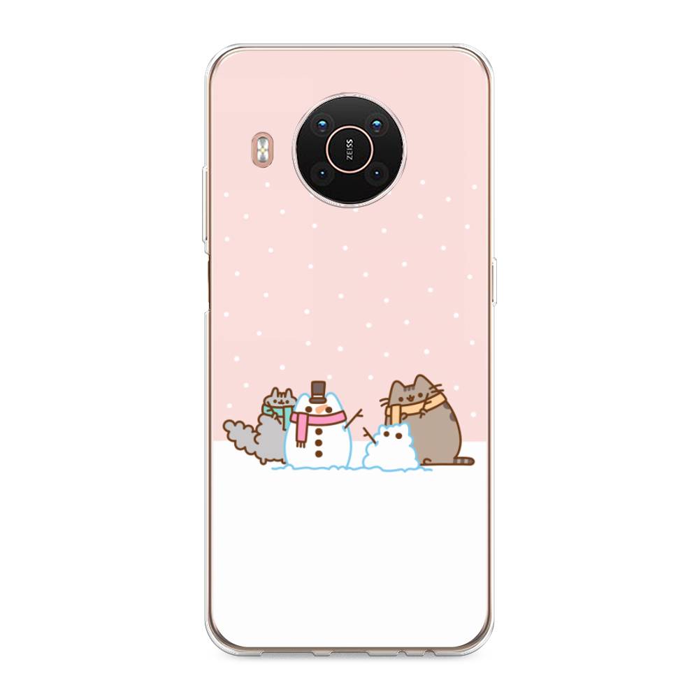 

Чехол на Nokia X20"Котики в снегу", Розовый;белый;серый, 124250-5