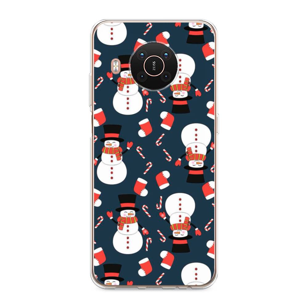 

Чехол на Nokia X20"Синие снеговики", Синий;белый;красный, 124250-5