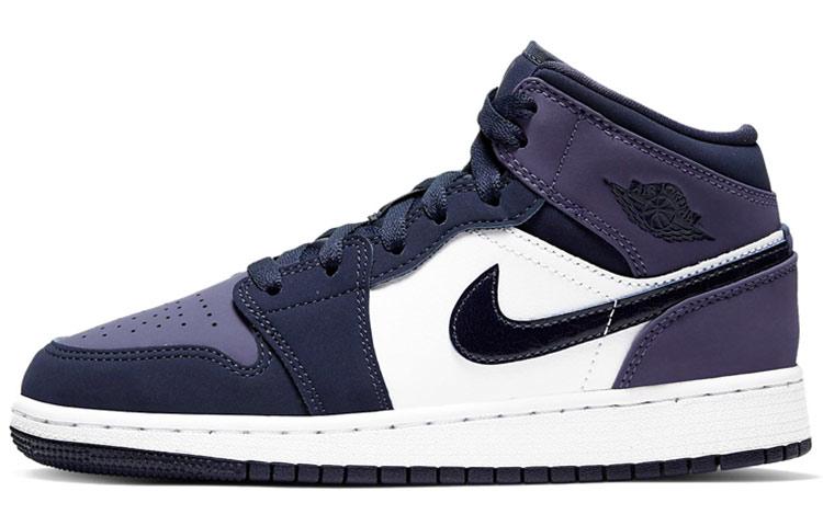 

Кеды унисекс Jordan Air Jordan 1 Mid Sanded Purple GS синие 36.5 EU, Синий, Air Jordan 1 Mid Sanded Purple GS