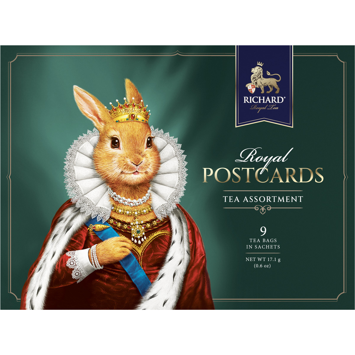 

Чай черный в пакетиках Richard ROYAL POSTCARDS TEA ASSORTMENT сувенир на Новый год, 17,1г, 1