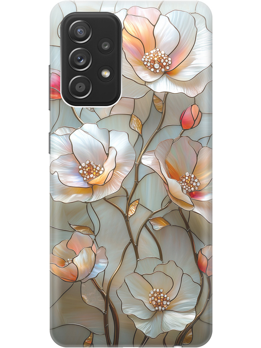 

Силиконовый чехол на Samsung Galaxy A52 с принтом "Фарфоровые цветы", Прозрачный;белый;черный, 724990123