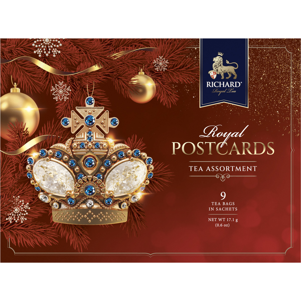 

Чай черный в пакетиках Richard ROYAL POSTCARDS TEA ASSORTMENT сувенир на Новый год, 17,1г, 1