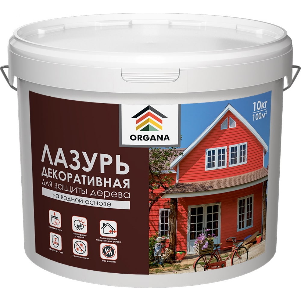 фото Organa лазурь декоративная сoloured varnish , ведро 10 кг, цвет асфальт 106855 nobrand