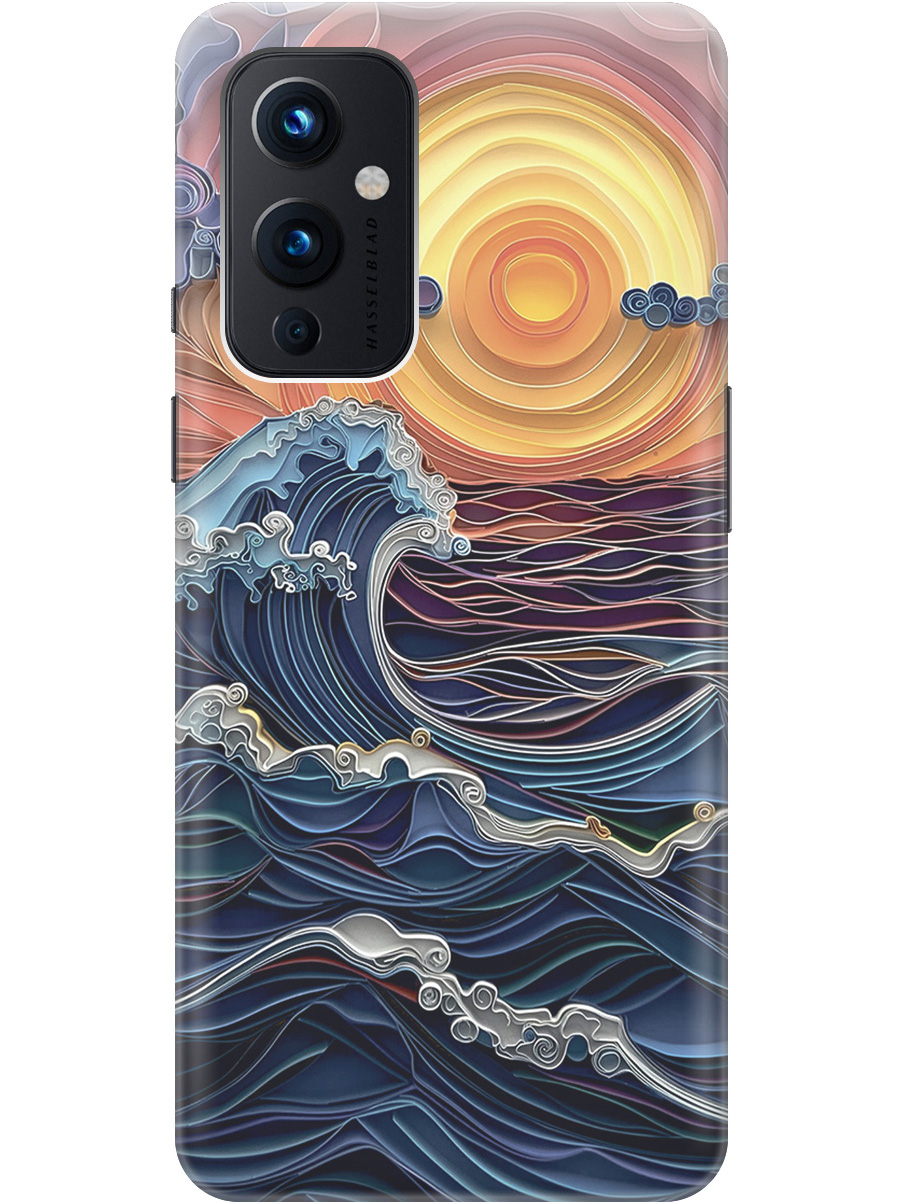 

Силиконовый чехол на OnePlus 9 с принтом "Волны на закате", Прозрачный;оранжевый;синий, 731078810