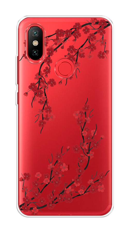 

Чехол на Xiaomi Mi 6X"Красная сакура", Красный;черный, 33250-2