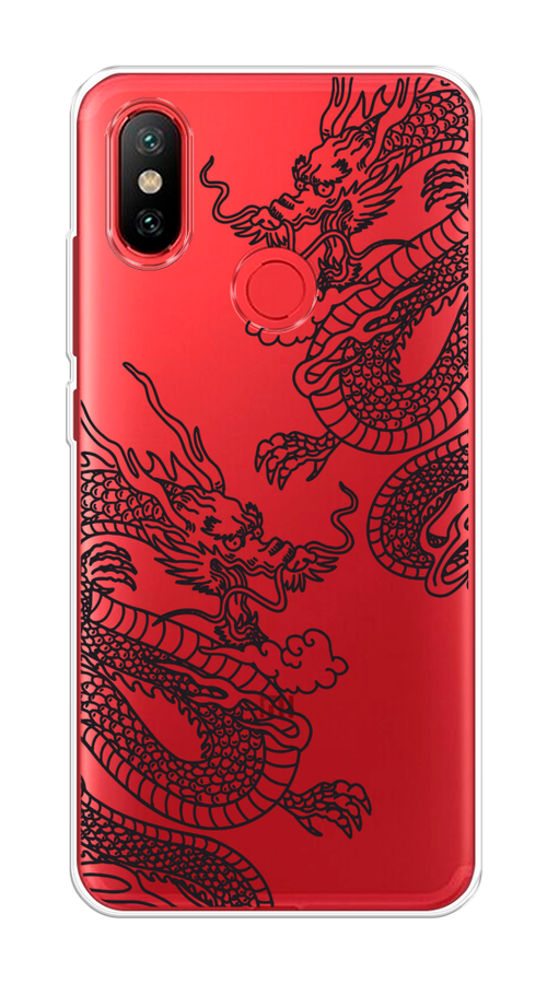 

Чехол на Xiaomi Mi 6X"Два китайских дракона", Серый;черный, 33250-1