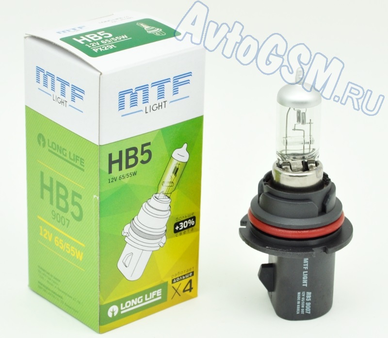 Лампа галогенная автомобильная MTF Light HS12B5 Long Life +30% HB5/9007 (12V 65/55W) 2900К