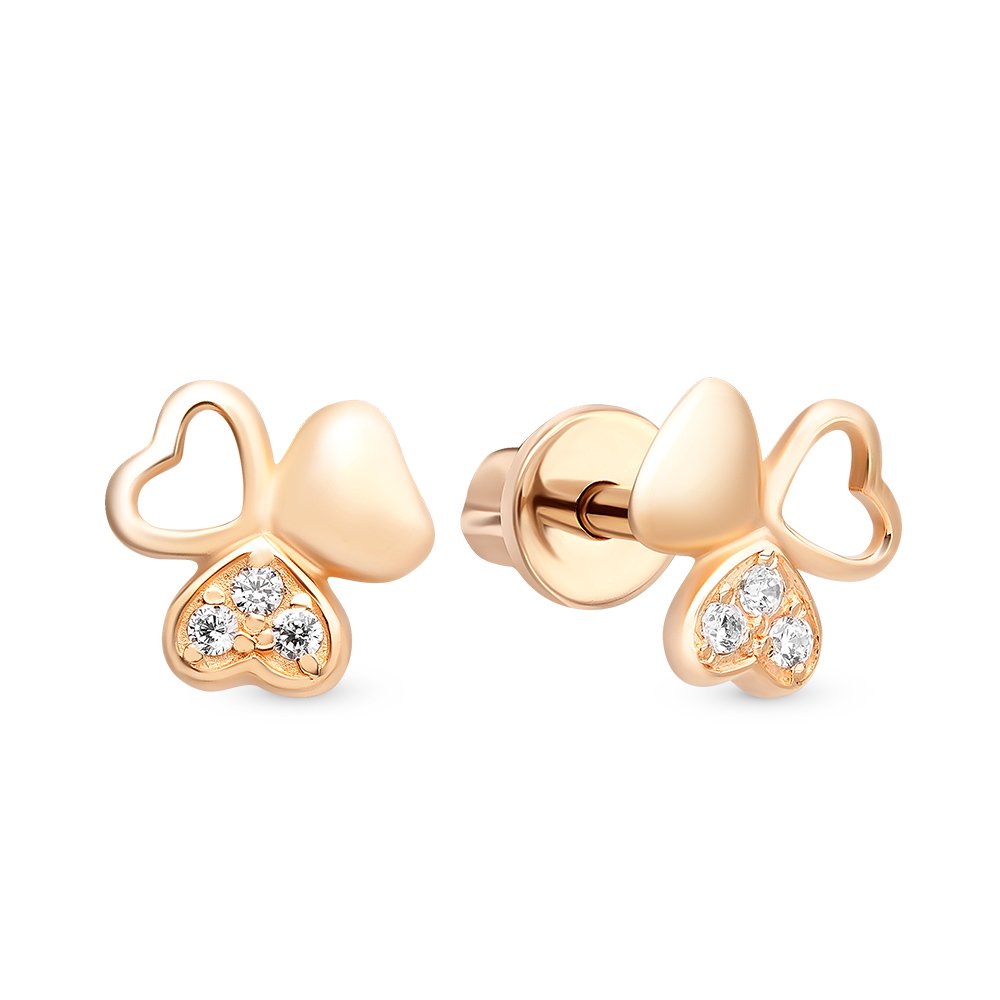 

Серьги пусеты из красного золота 585Gold 302005631, фианит, 302005631