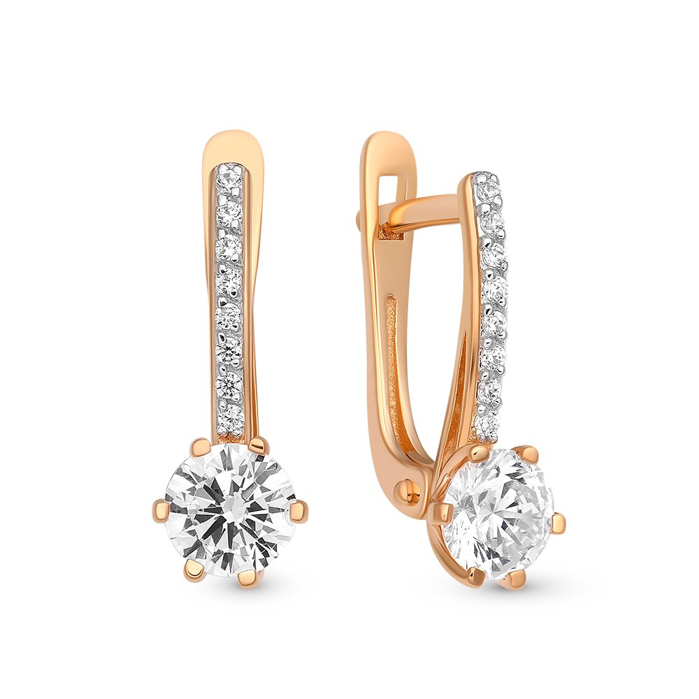 

Серьги из красного золота 585Gold 302005798, фианит, 302005798