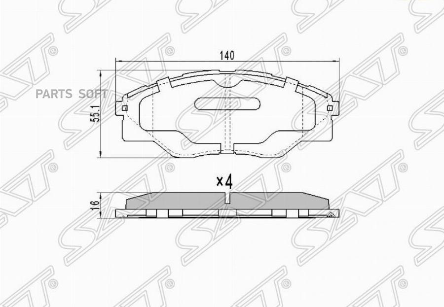 

Колодки Тормозные Перед Toyota Hilux Kun1#/2#/3# 04-12 Sat арт. ST-04465-0K290