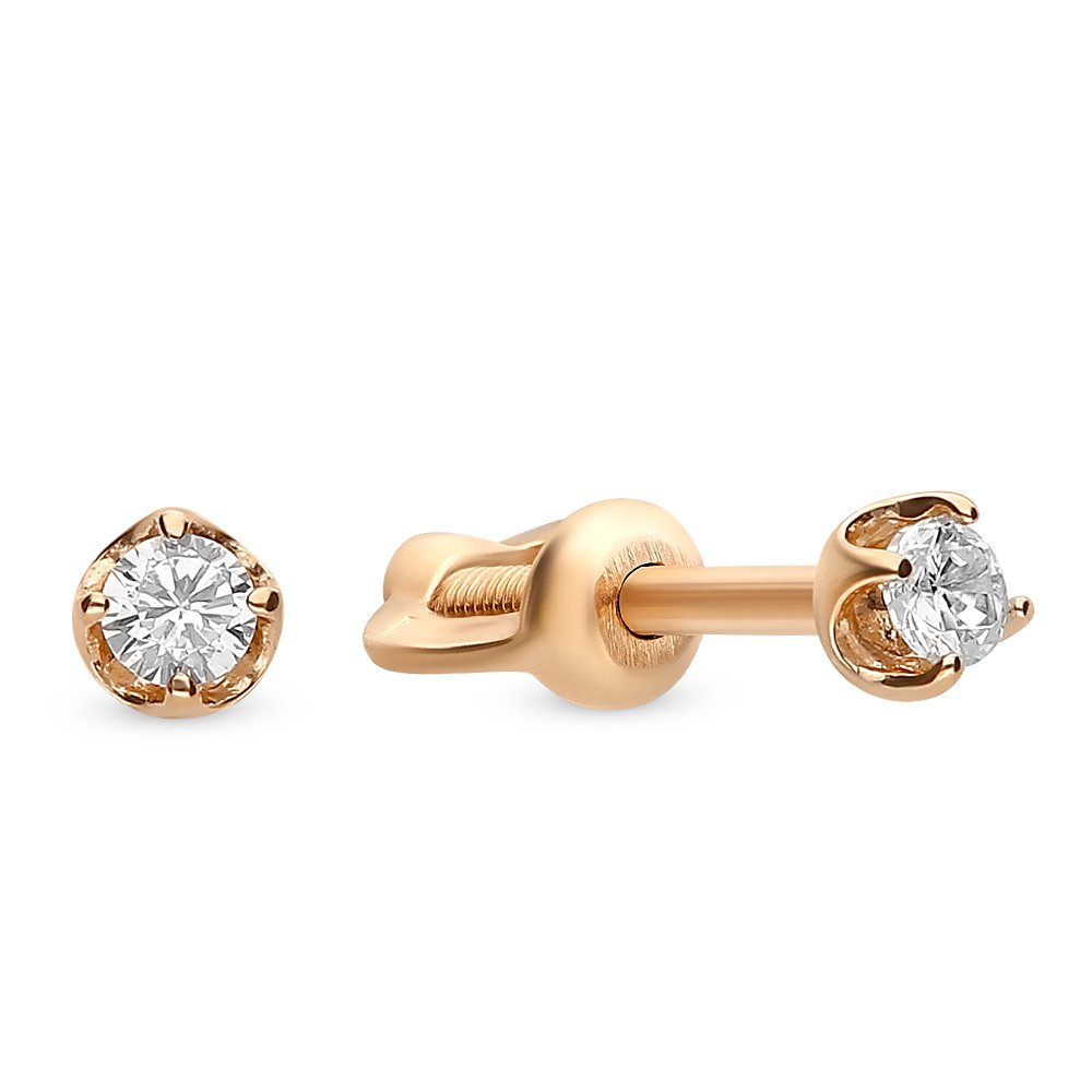 

Серьги пусеты из красного золота 585Gold 302005998, фианит, 302005998