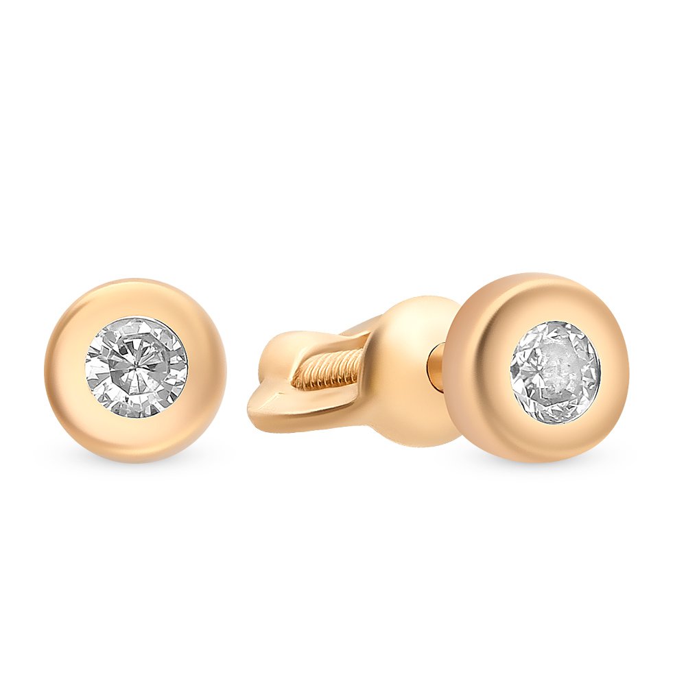 

Серьги пусеты из красного золота 585Gold 302005958, фианит, 302005958