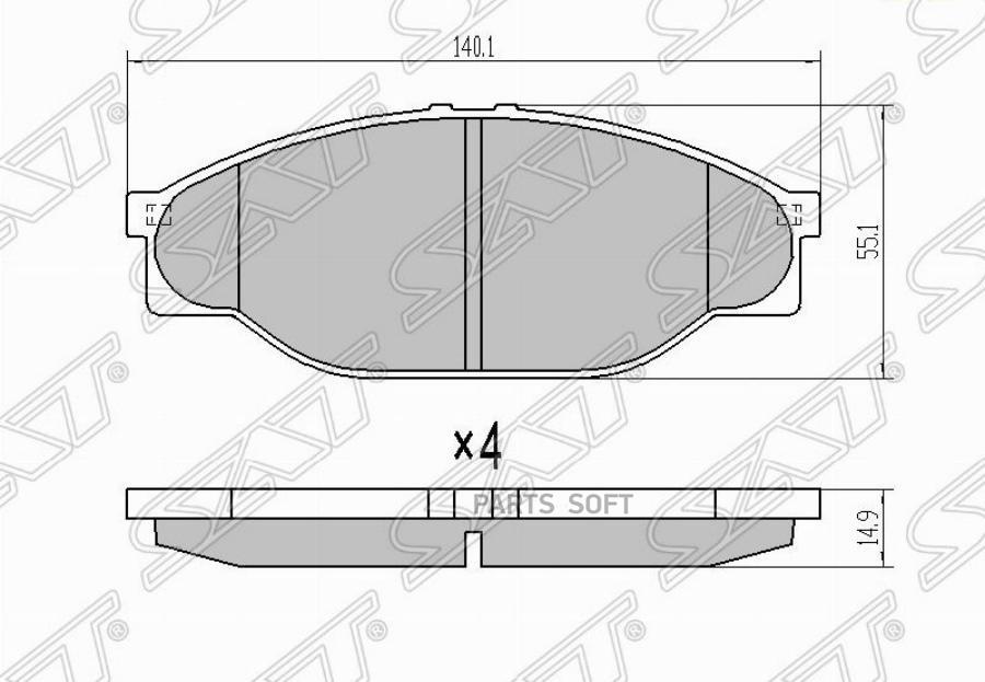 

Тормозные колодки SAT передние для Toyota Hiace, Hilux 1989-1996 ST04465YZZ60