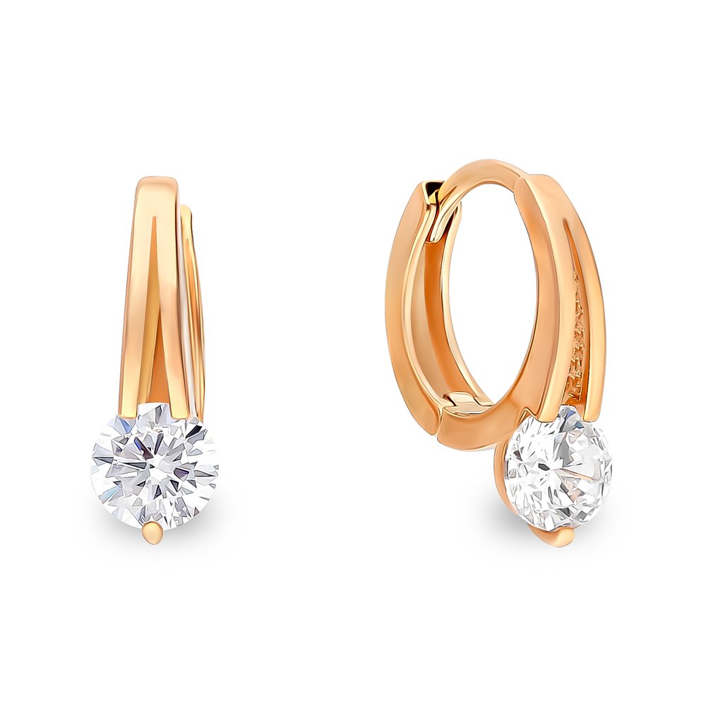 

Серьги из красного золота с фианитом 585Gold 302006075, 302006075