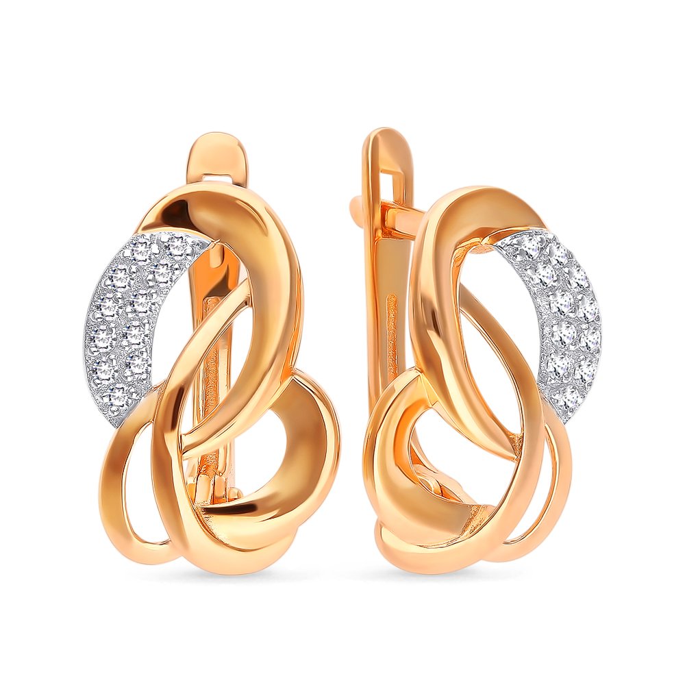 

Серьги из красного золота 585Gold 302006109, фианит, 302006109