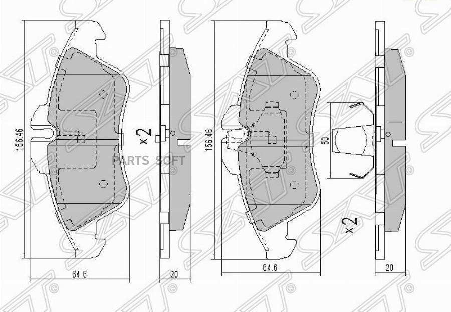 

Тормозные колодки SAT передние для Mercedes-Sprintrer 1995-2006 ST2D0698151