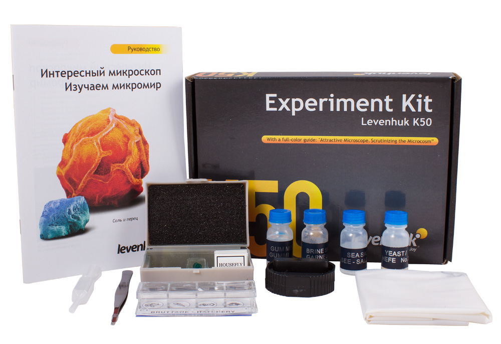 Набор для опытов Levenhuk с микроскопом K50 13461-1 набор готовых микропрепаратов levenhuk левенгук n18 ng 86401
