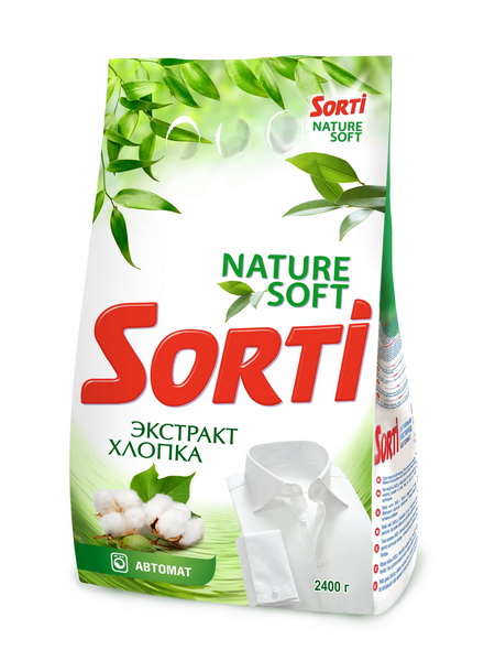 фото Стиральный порошок sorti nature soft экстракт хлопка для белого белья 2,4 кг