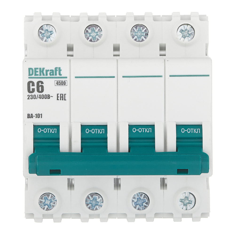 фото Автоматический выключатель dekraft ba-101 (11088dek) 4р 6а тип с 4,5 ка 230-400 в