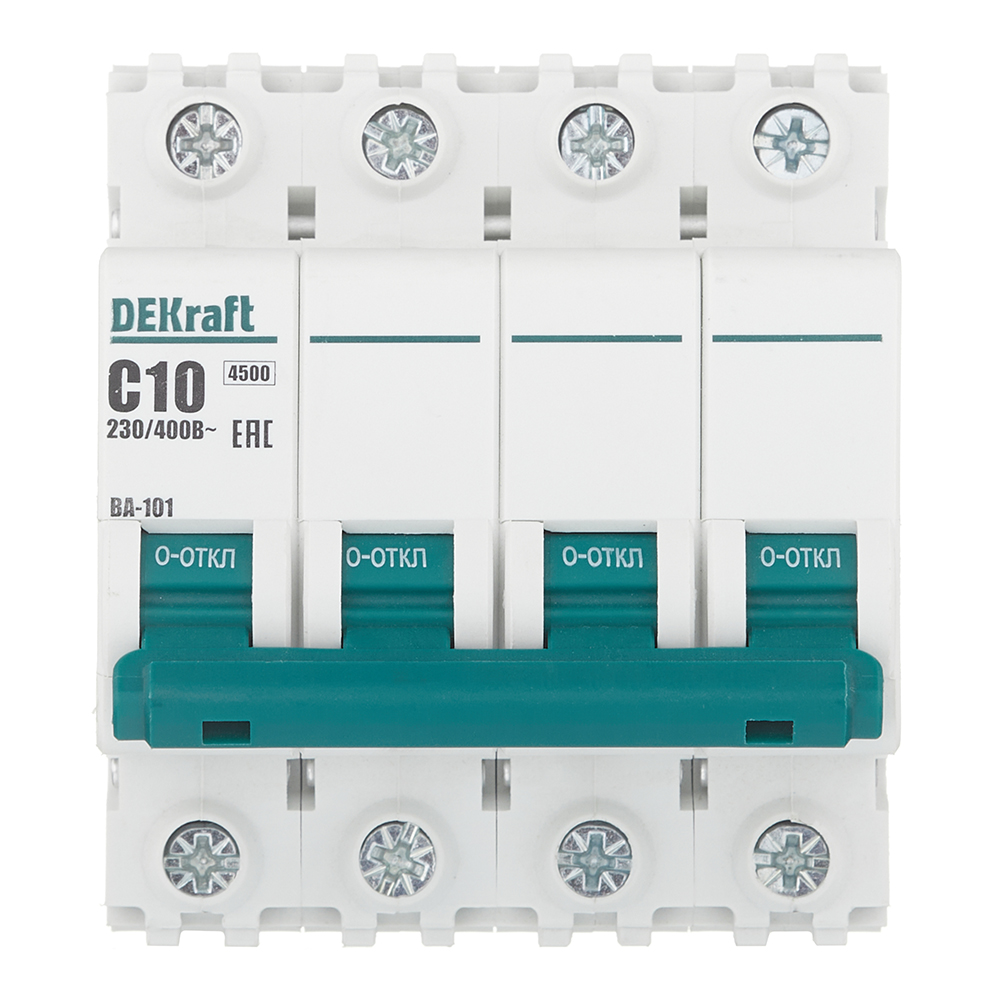 фото Автоматический выключатель dekraft ba-101 (11089dek) 4р 10а тип с 4,5 ка 230-400 в