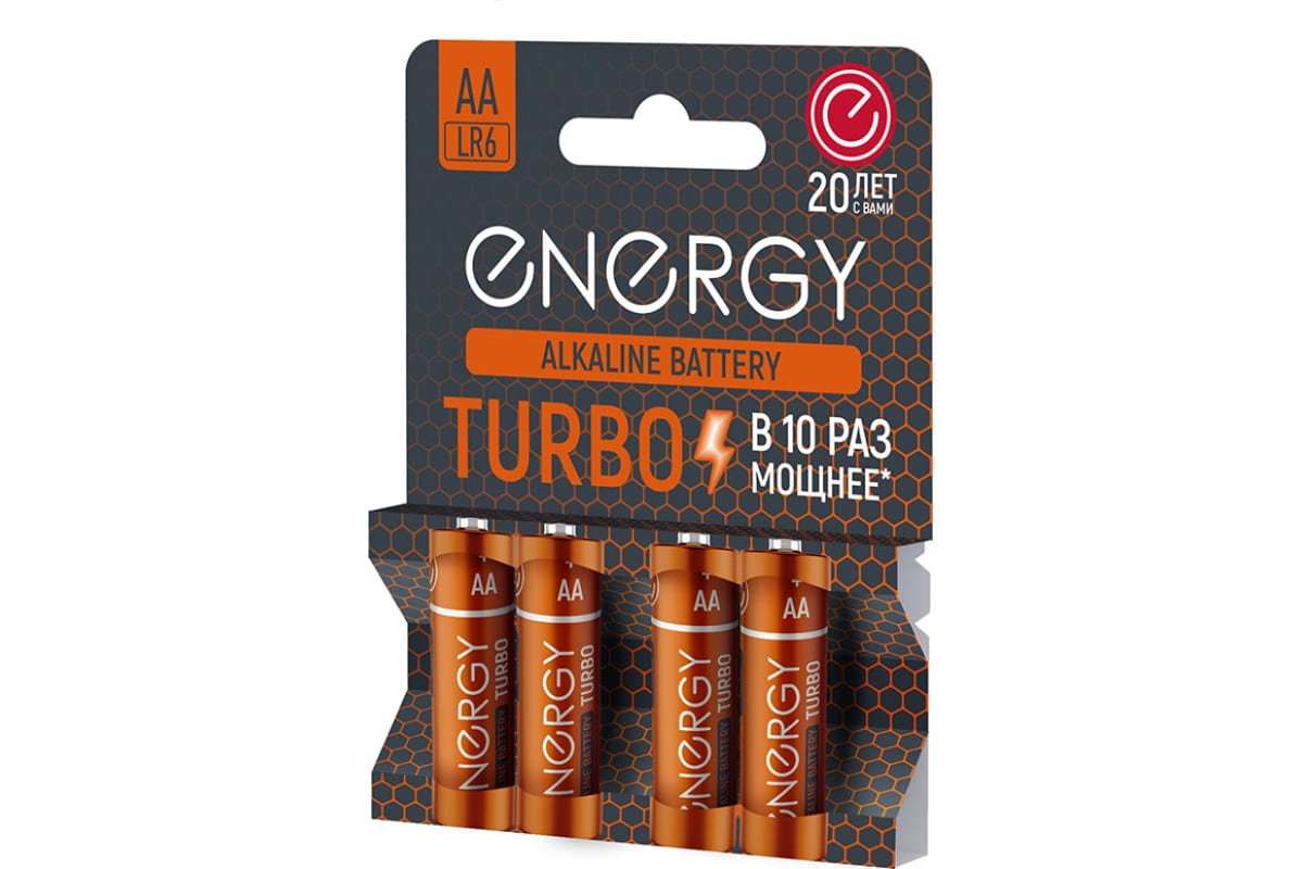 Батарейка алкалиновая Energy Turbo LR6/4B (AА) батарейка varta energy 9v 4122229411