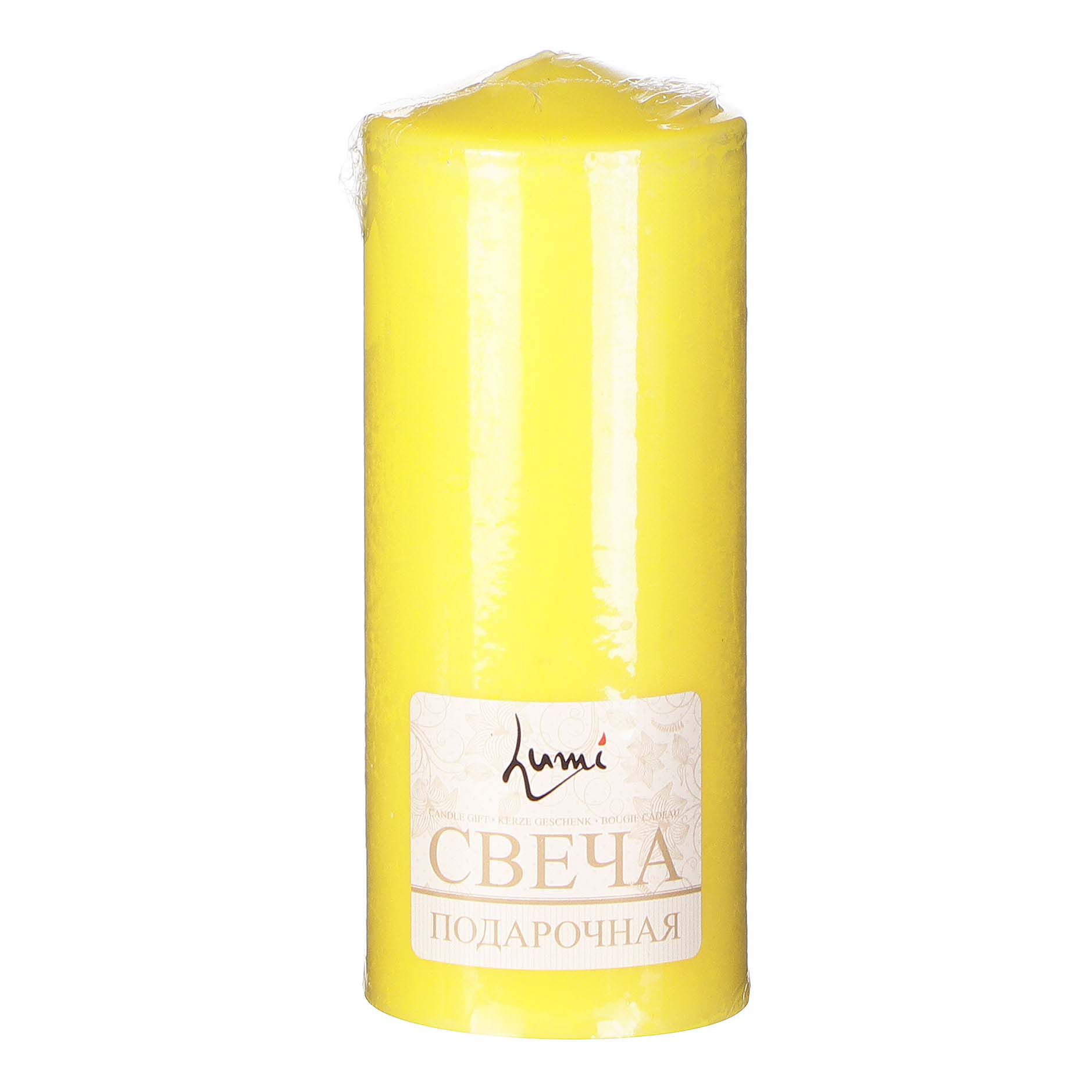 

Свеча бочонок Lumi желтая 7x18 см