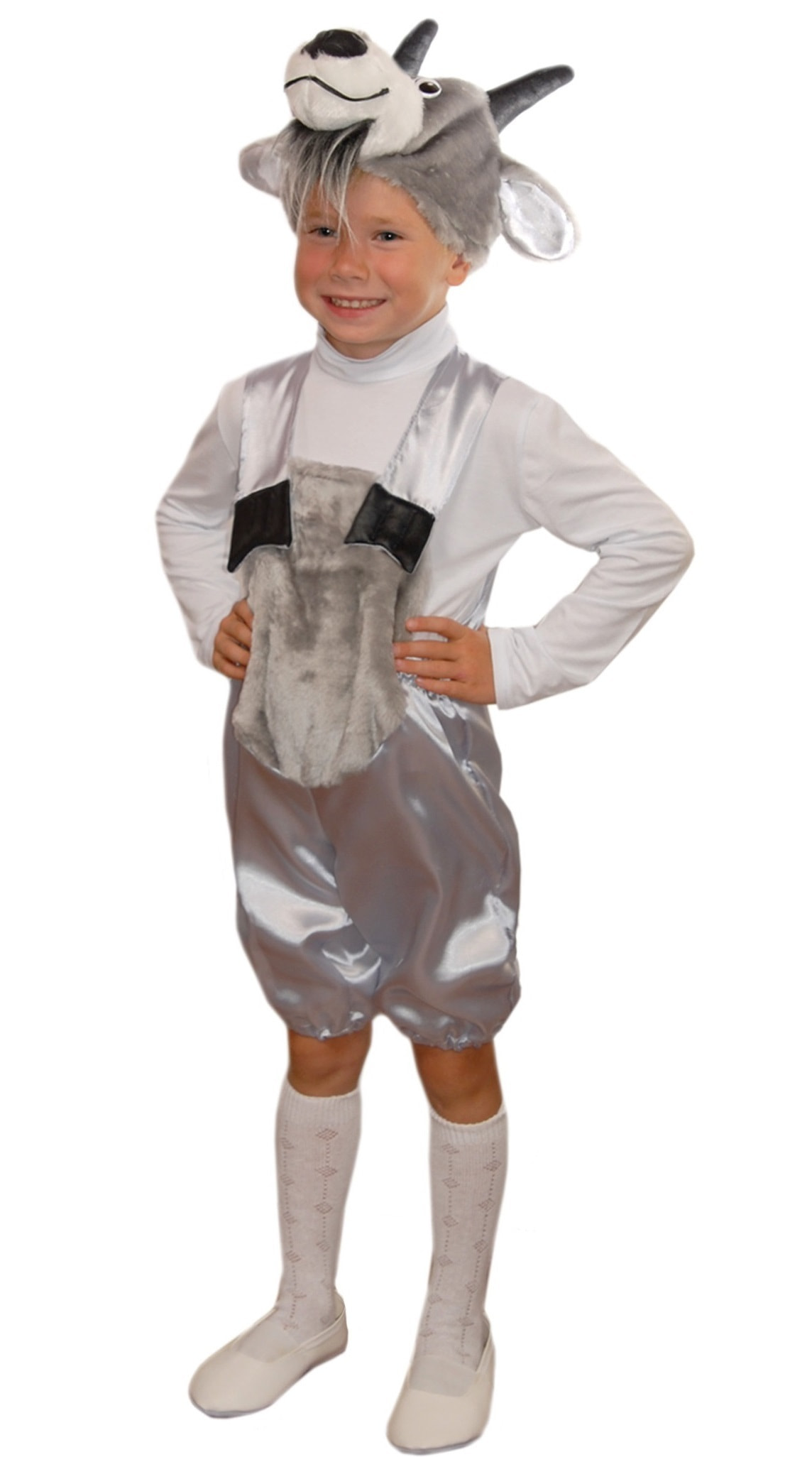 фото Костюм карнавальный элит классик козлик серый в комбинезоне детский р.28 (116 см)