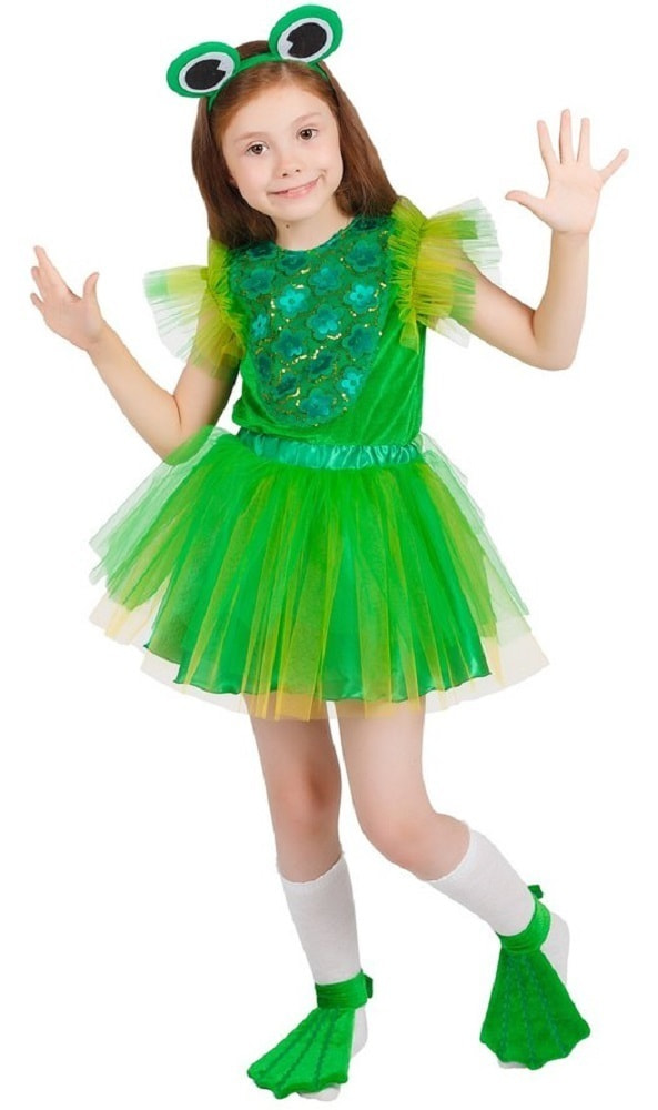 фото Костюм карнавальный элит классик детский лягушка девочка зелёный р.28 (116 см)
