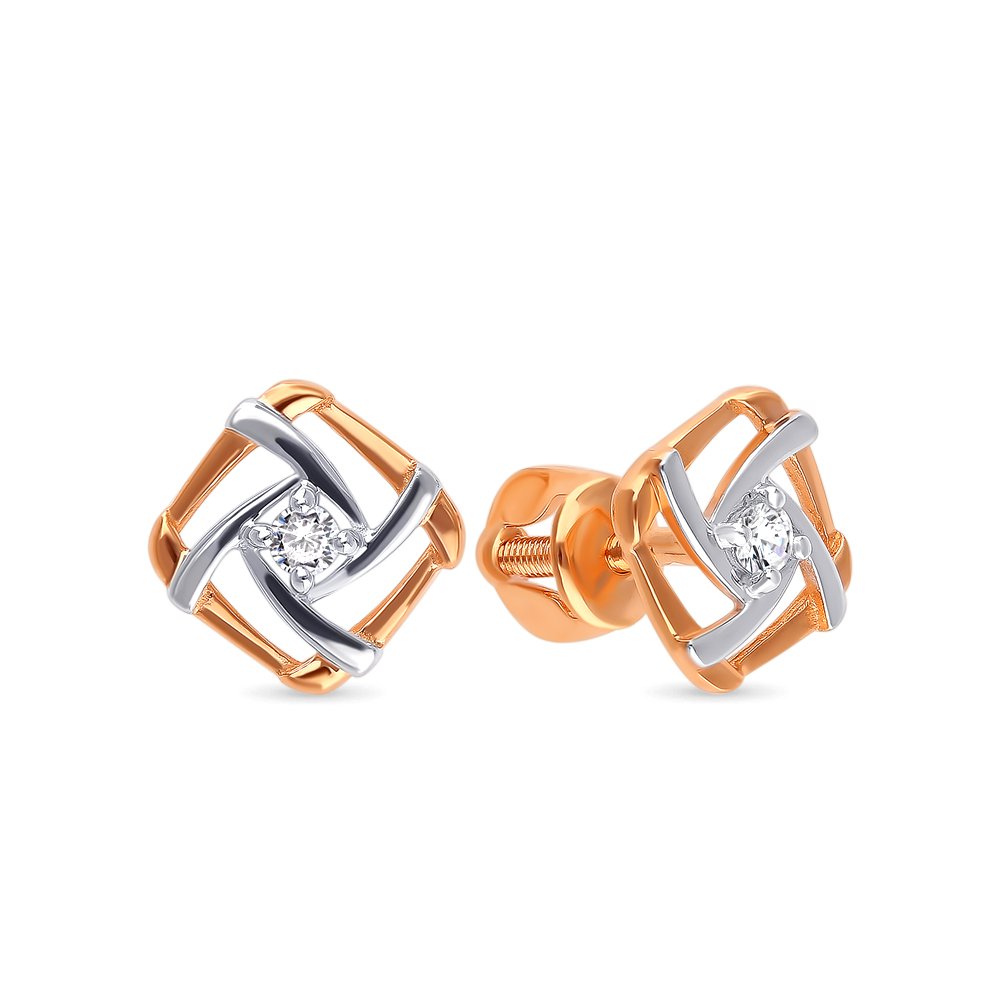 

Серьги пусеты из красного золота 585Gold 302006126, фианит, 302006126