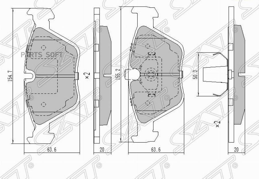 Колодки Тормозные Перед Bmw X3 E83 04-10/5 E39 95-03/3 E46 03-/Z4 E86 06- Sat арт. ST-3411