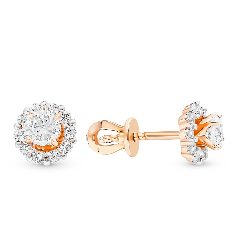 

Серьги из красного золота с фианитом 585Gold 12002001079, 12002001079