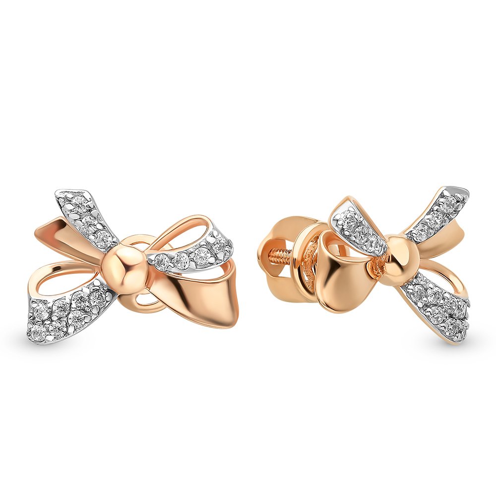 

Серьги из красного золота с фианитом 585Gold 12002001337, 12002001337