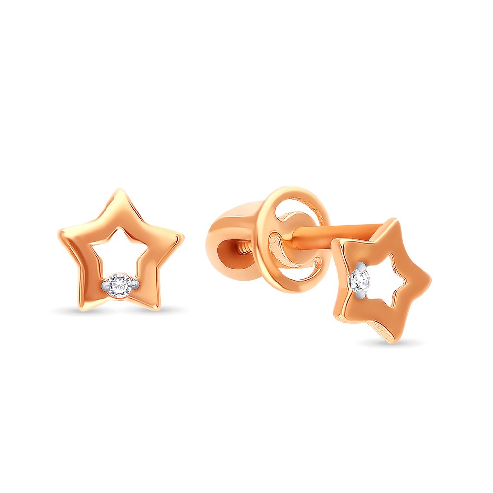 

Серьги из красного золота с фианитом 585Gold 12002001096, 12002001096