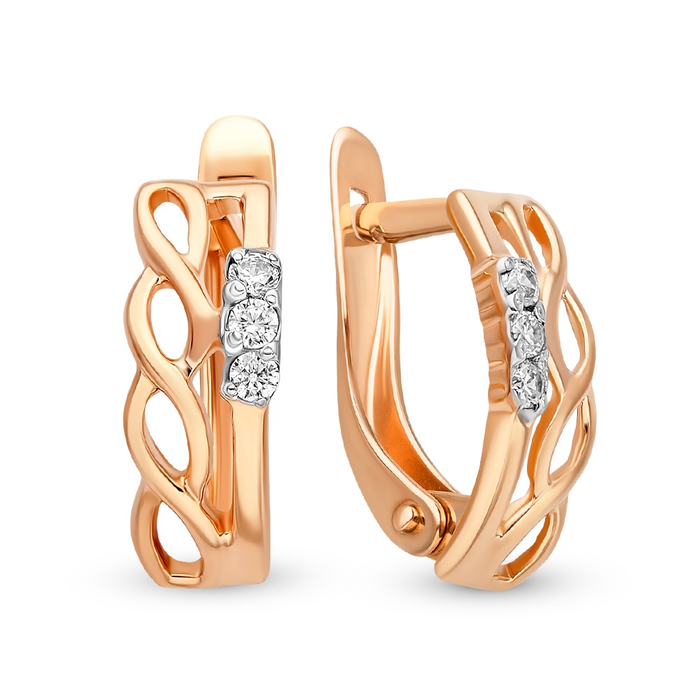 

Серьги из красного золота с фианитом 585Gold 302006156, 302006156