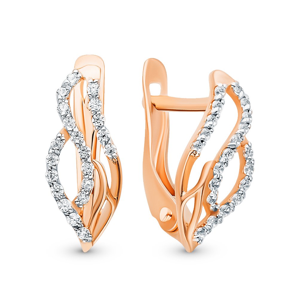 

Серьги из красного золота с фианитом 585Gold 302006166, 302006166